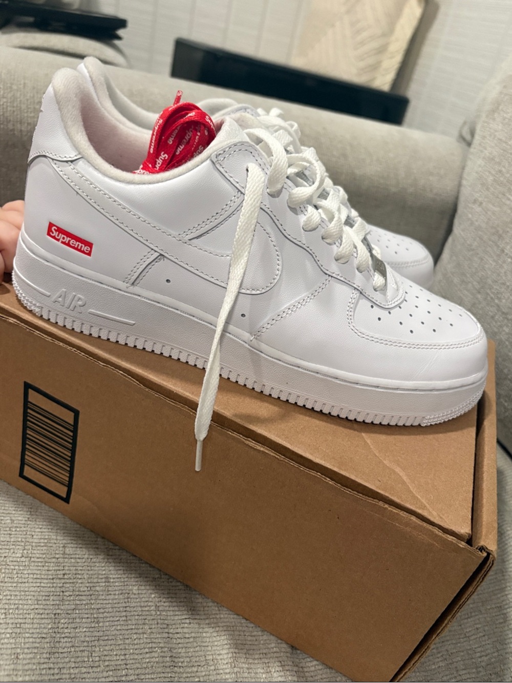 Nike White Air Force 1 Low with Red Accents